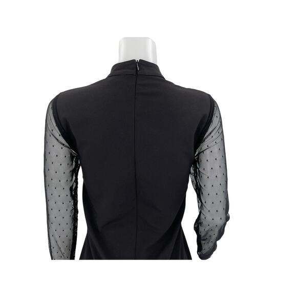 NSR Black Swiss Dot Sheer V-Neck/Sleeves Special Event Vacation Women Dress M - Picture 5 of 6